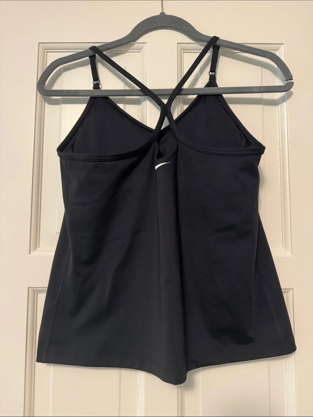 Nike Black Strappy Athletic Tank with White Swoosh
